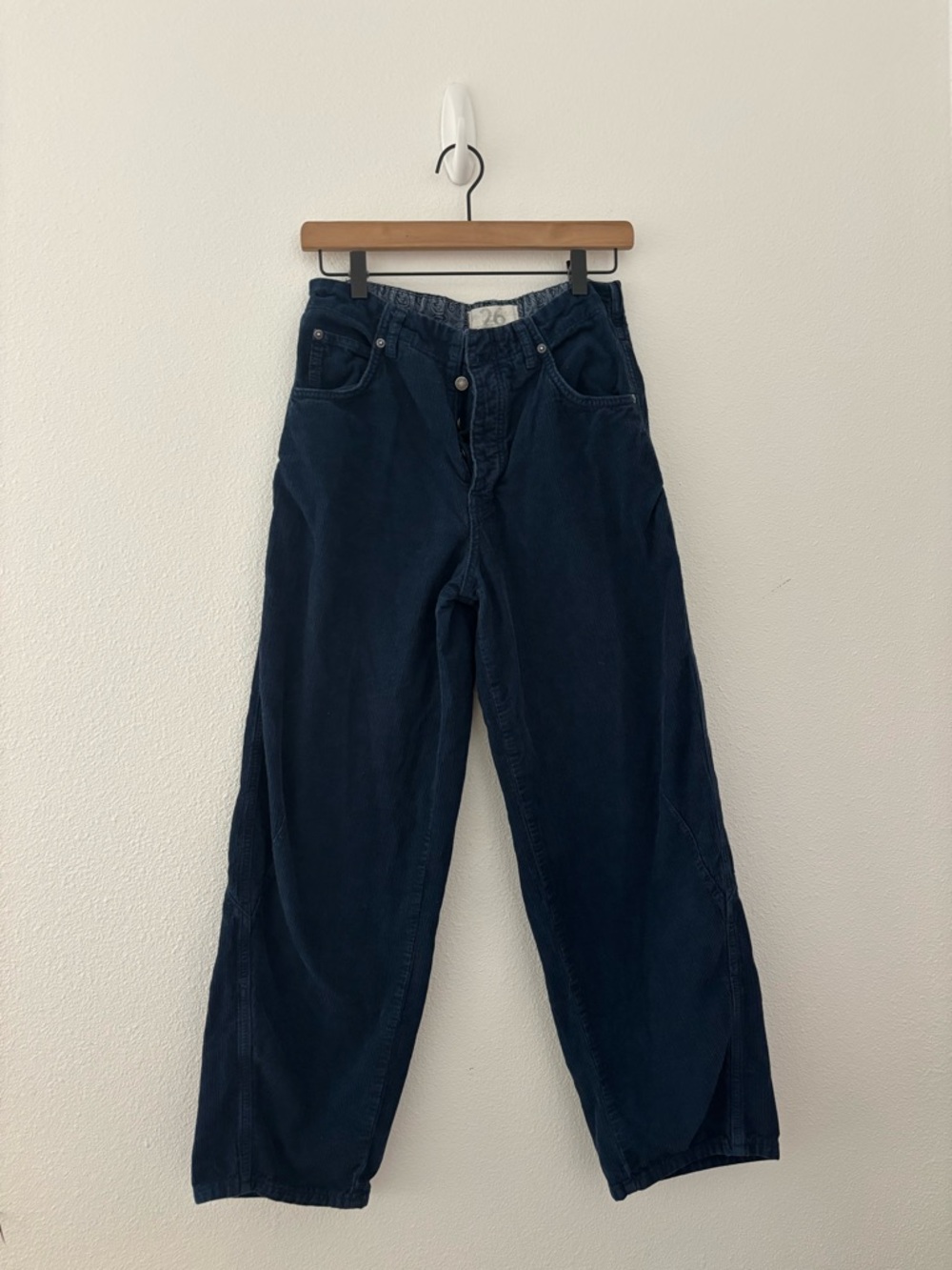 Free People Navy Wide-Leg Corduroy Pants